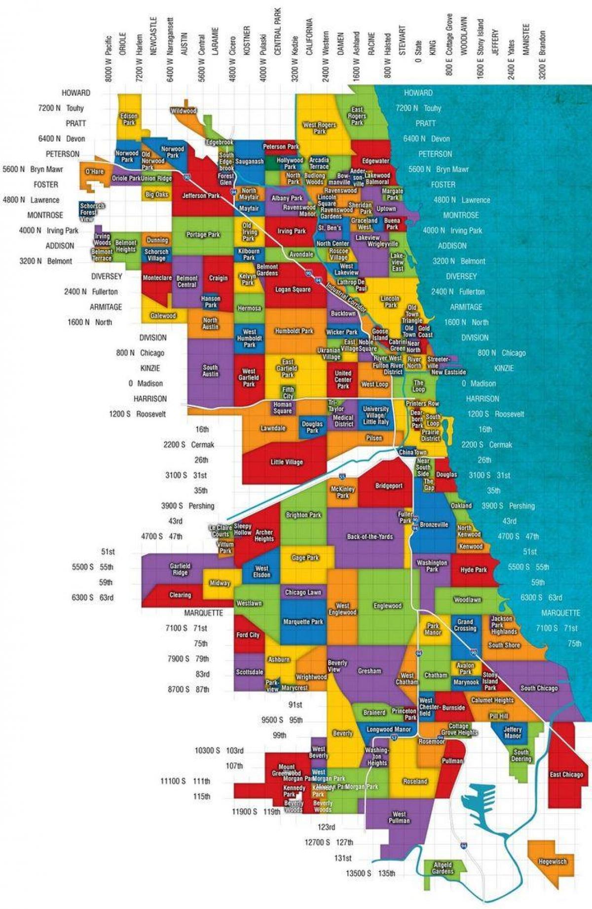 Chicago dan di pinggir bandar peta