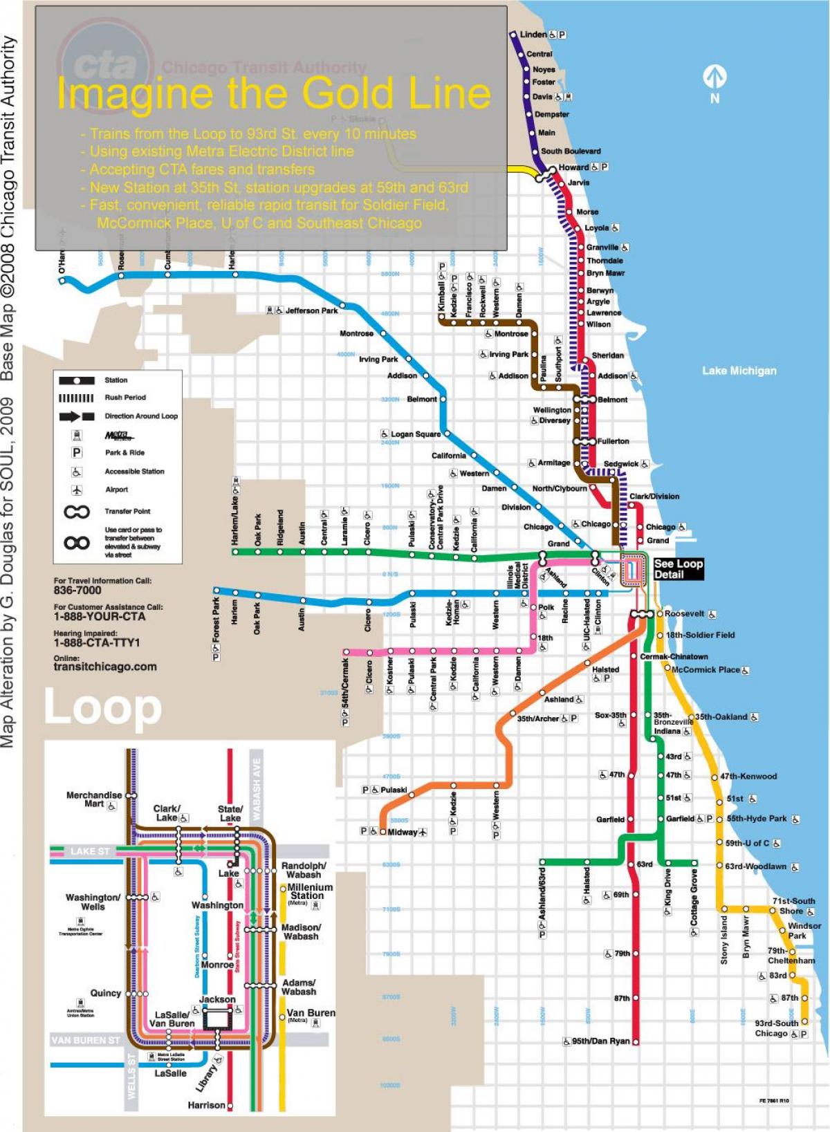 Chicago peta kereta api garis biru