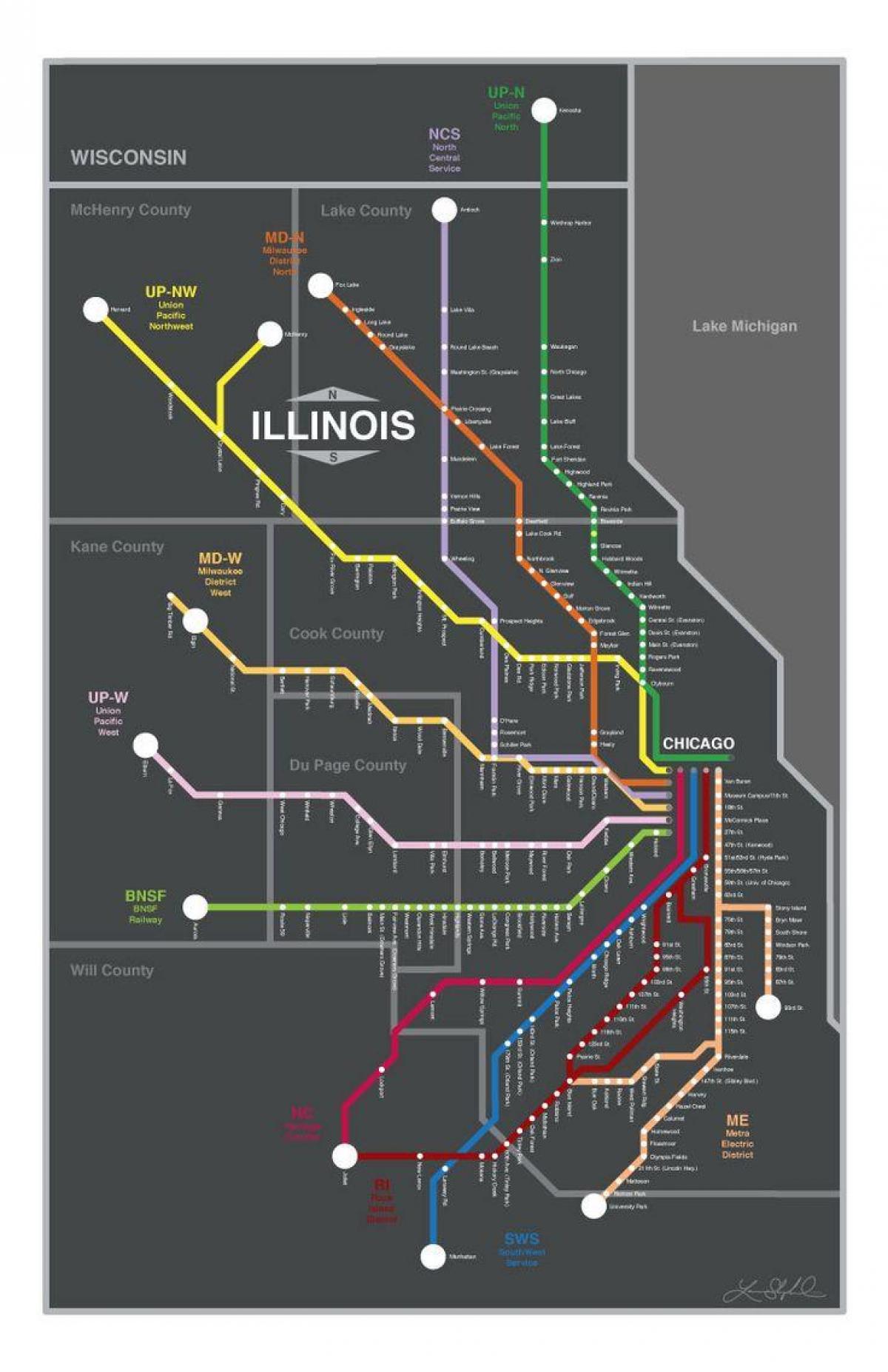 metro peta kereta api Chicago