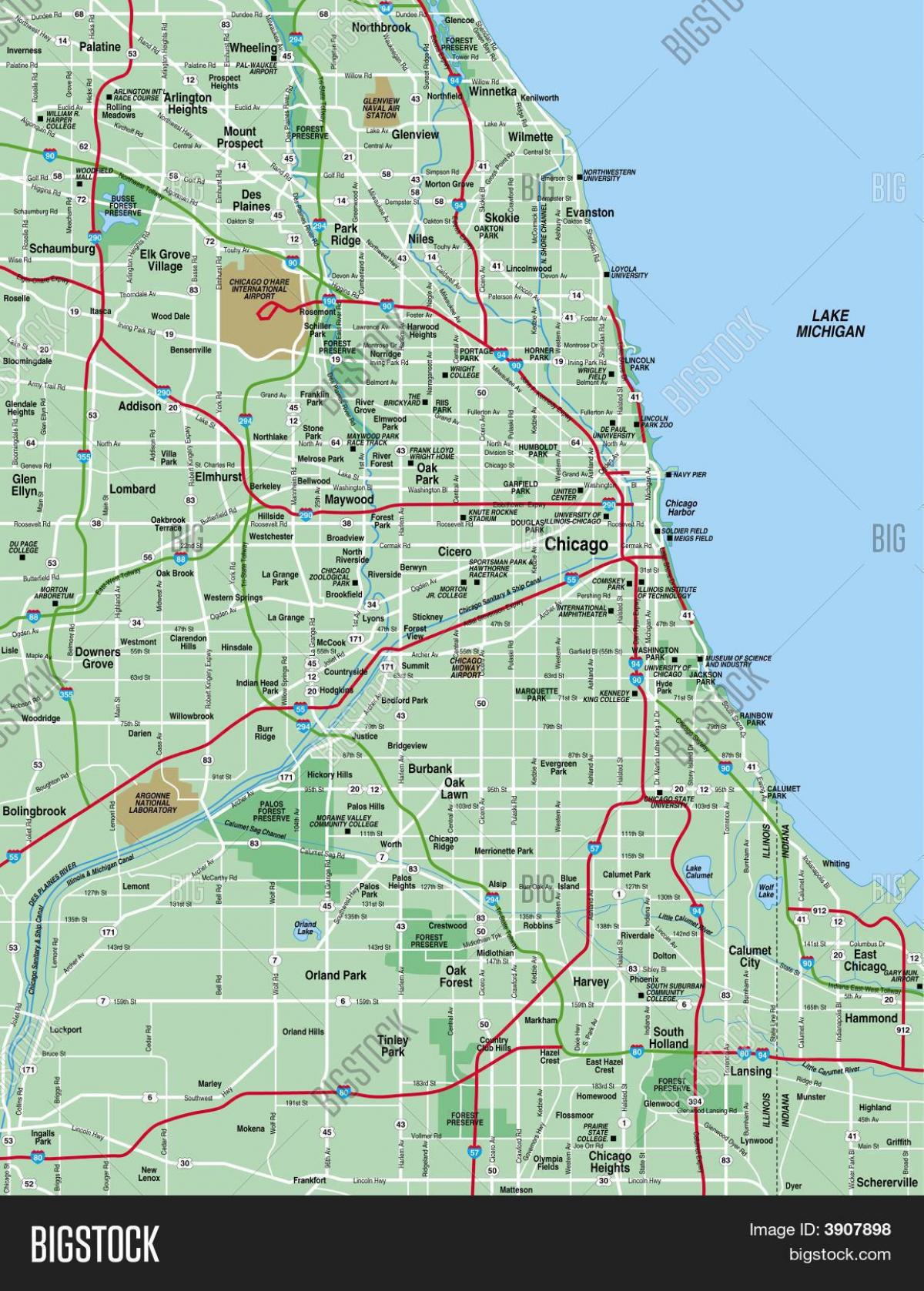 peta Chicago kawasan