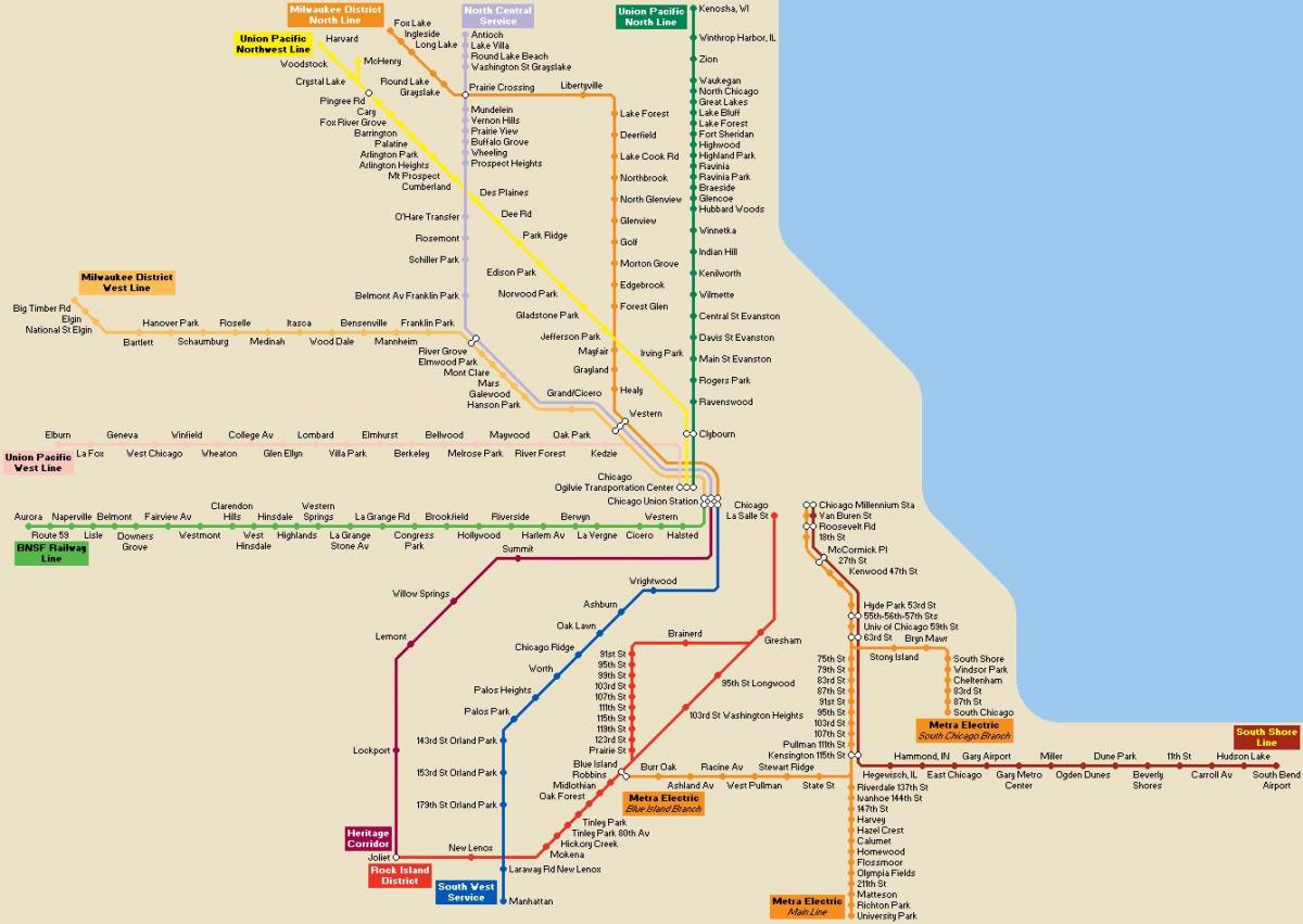 Chicago transportasi umum peta