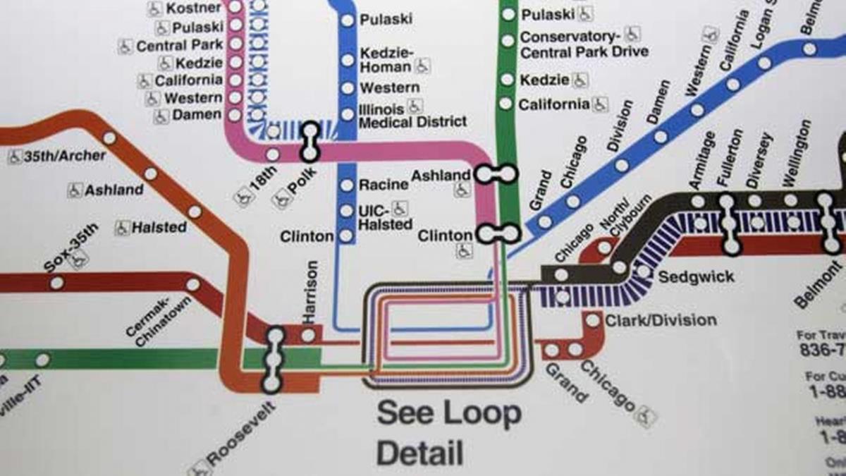 Chicago peta kereta bawah tanah garis biru