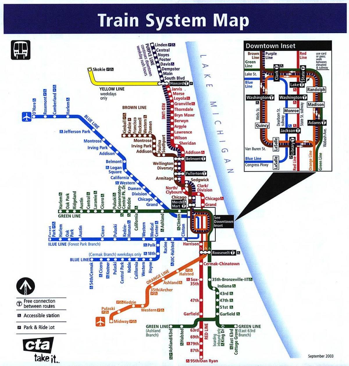 Chicago metro garis peta