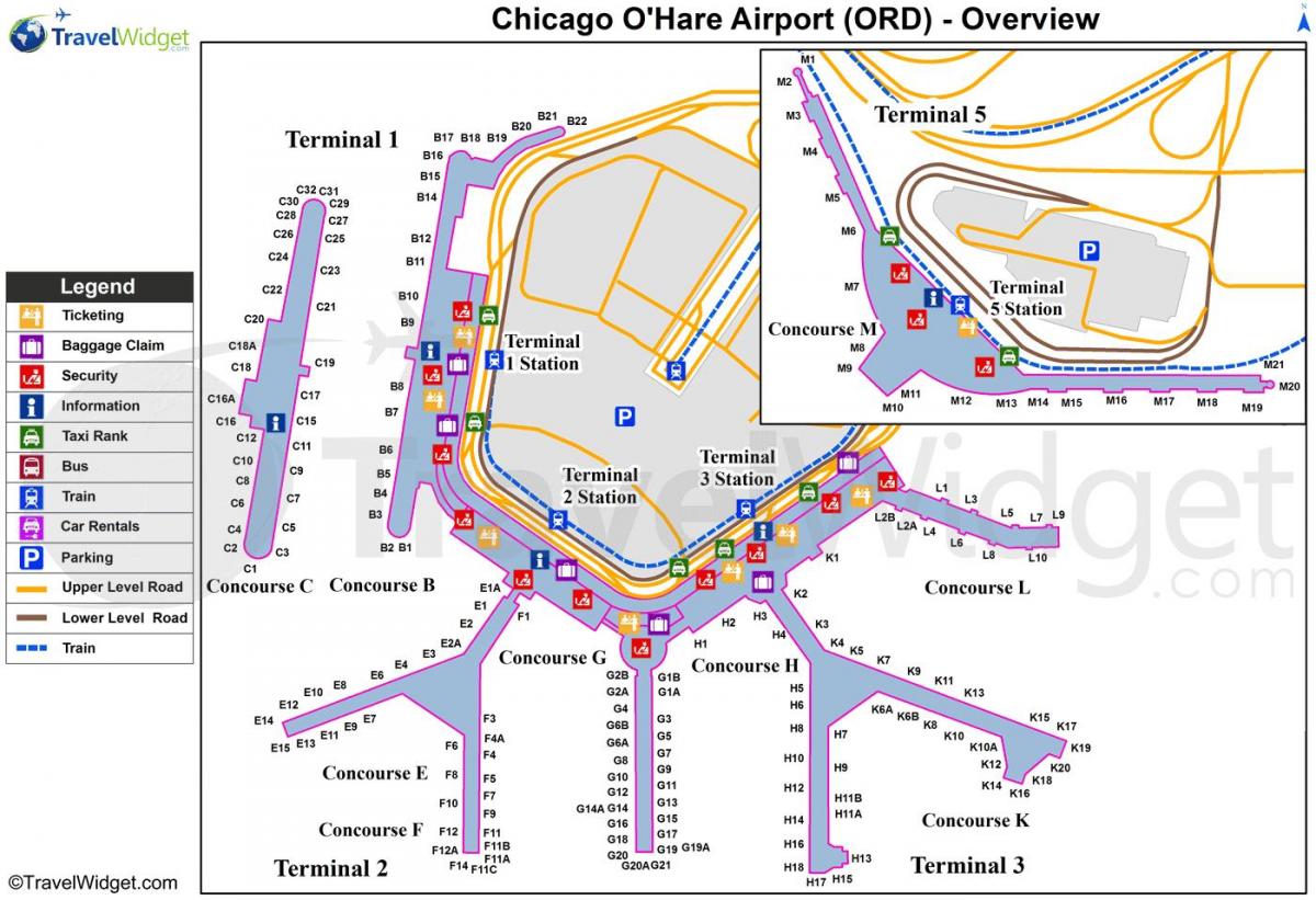 peta Chicago O Hare terbang