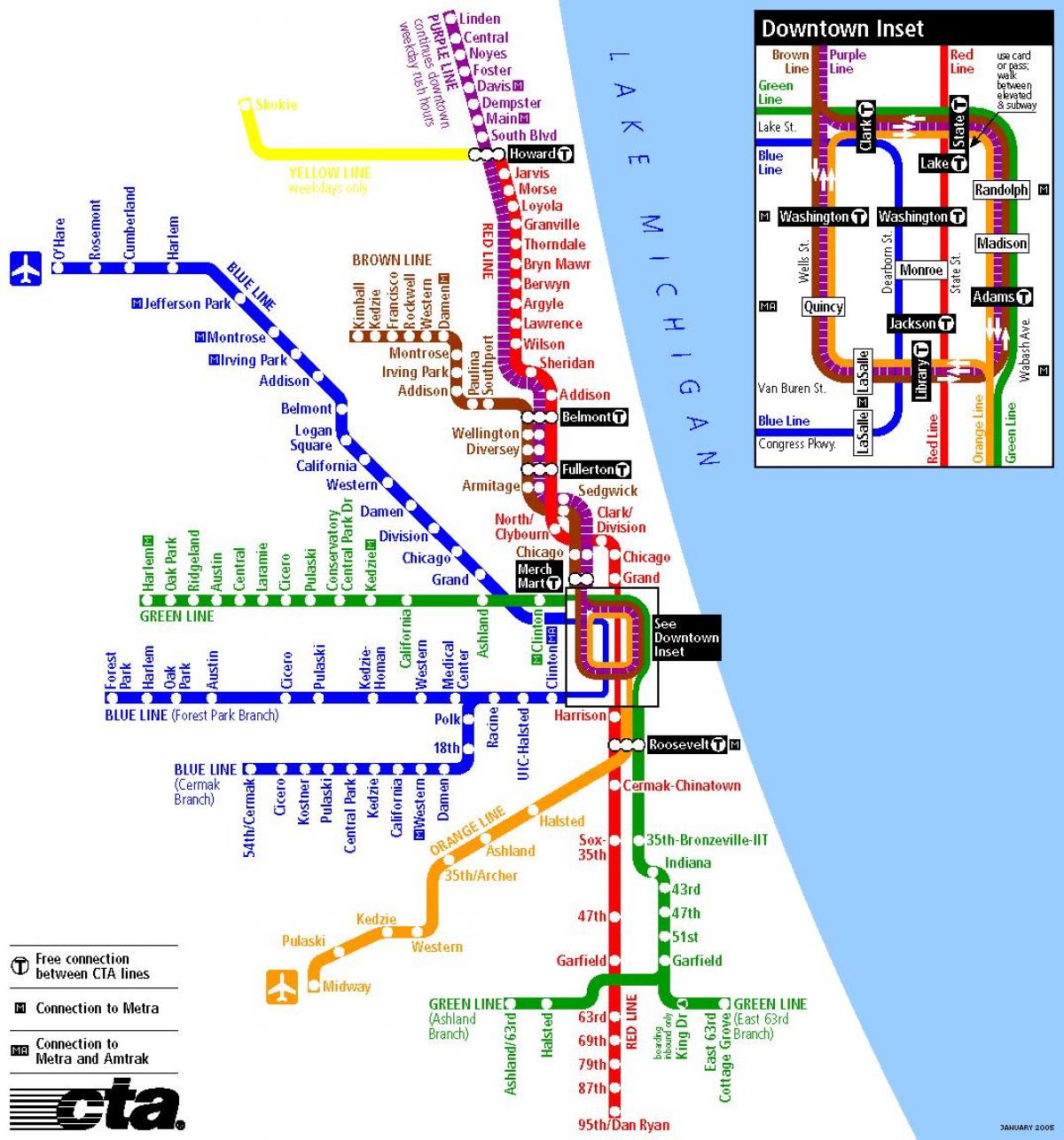 kereta bawah tanah di Chicago peta