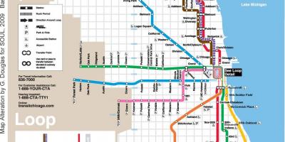 Chicago peta kereta api garis biru