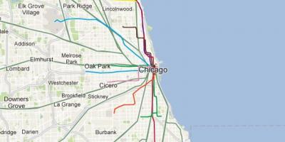 Chicago garis biru peta kereta api