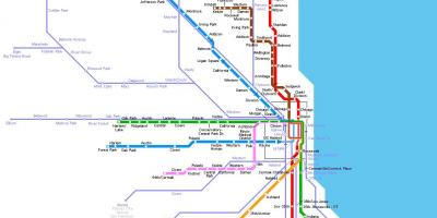 Chicago stesen keretapi bawah tanah peta