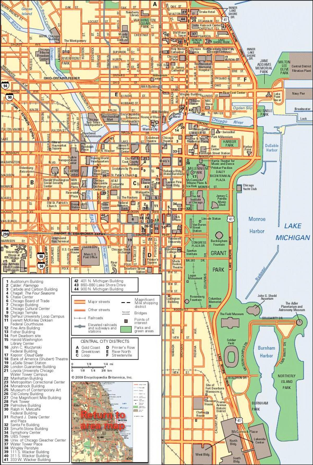 peta Chicago di pusat kota