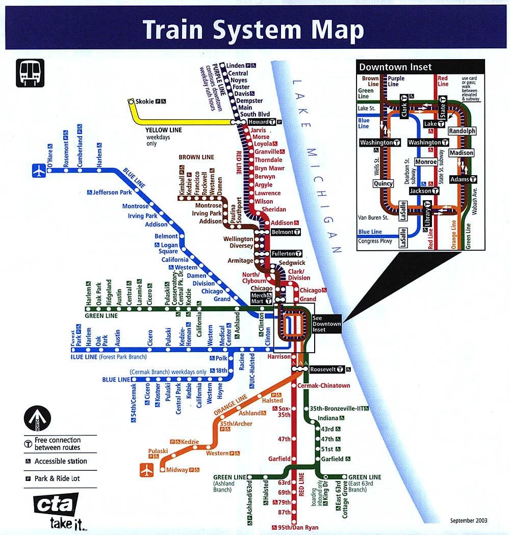 peta kereta api Chicago