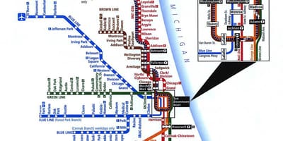 Peta kereta api Chicago